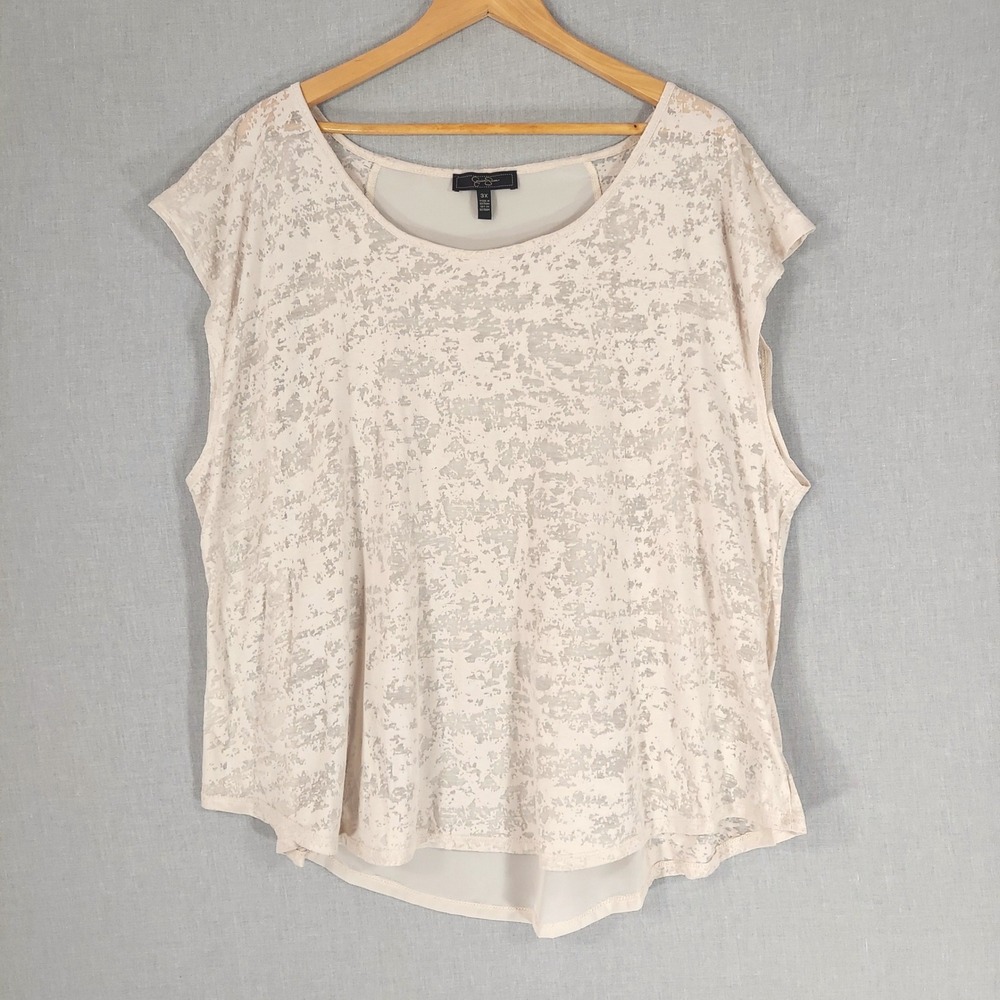 Jessica Simpson Boho Cottagecore Top 3X Cream Lace Semi Sheer Festival Plus
